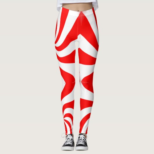 rode en witte spiraal snoep leggings (Voorkant)
