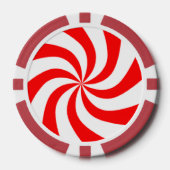 Rode en witte spiraalvormige print poker chips (Voorkant)