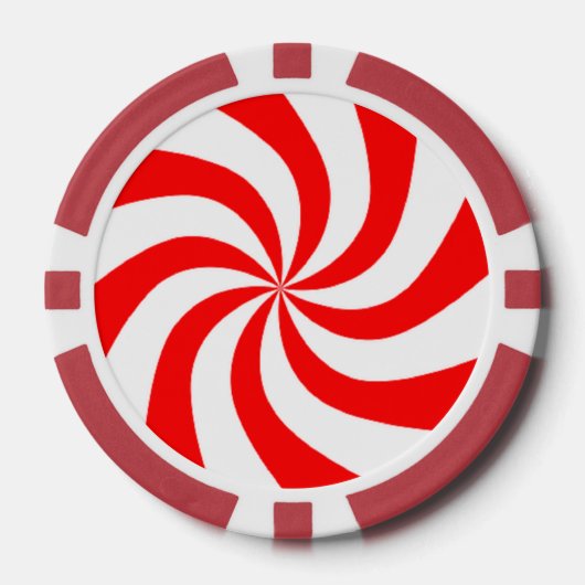 Rode en witte spiraalvormige print poker chips (Voorkant)