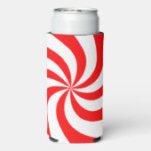Rode en witte spiraalvormige print seltzer blikjeskoeler (Seltzer Achterkant)