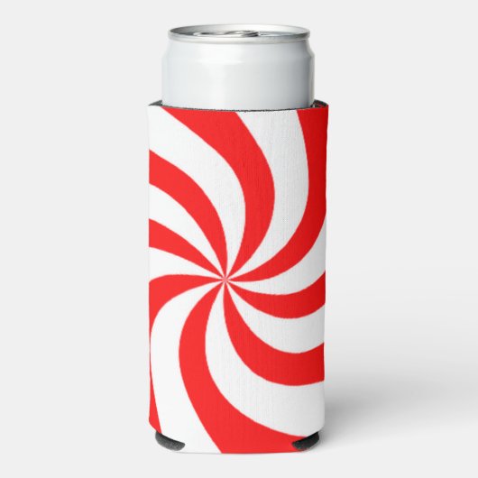 Rode en witte spiraalvormige print seltzer blikjeskoeler (Seltzer Achterkant)