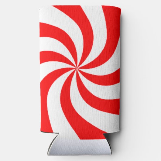 Rode en witte spiraalvormige print seltzer blikjeskoeler (Achterkant)