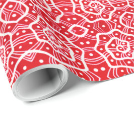 Rode en witte spiralen, sneeuwkrullen, abstract pa cadeaupapier