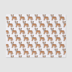 Rode En Witte Staffie Mopshond Cartoones Patroon Tissuepapier