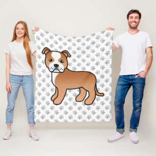 Rode En Witte Staffie Schattige Cartoon Hond & Poo Fleece Deken