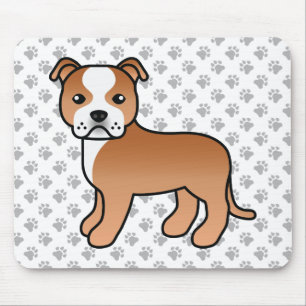 Rode En Witte Staffie Schattige Cartoon Hond & Poo Muismat