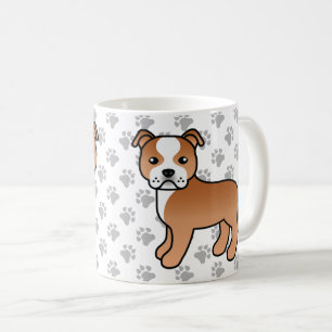 Rode En Witte Staffordshire Bull Terrier Hond Koffiemok