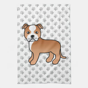 Rode En Witte Staffordshire Bull Terrier Hond Theedoek