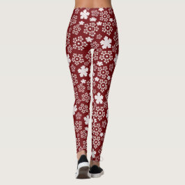 Rode en Witte Ster en Sneeuwvlok Winterpatroon Leggings