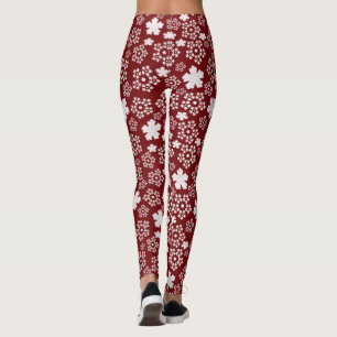 Rode en Witte Ster en Sneeuwvlok Winterpatroon Leggings