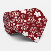 Rode en Witte Ster en Sneeuwvlok Winterpatroon Stropdas (Opgerold)