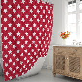 Rode en witte sterren douchegordijn