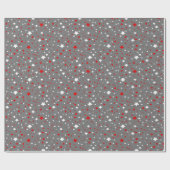 Rode en witte sterren op grijs omslagpapier cadeaupapier (Vlak)