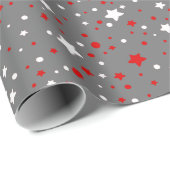 Rode en witte sterren op grijs omslagpapier cadeaupapier (Rol Hoek)
