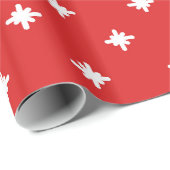 Rode en witte sterren winterpatroon cadeaupapier (Rol Hoek)