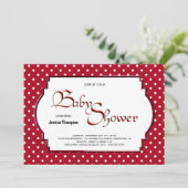 Rode en Witte Stippen Baby Shower Kaart (Staand voorkant)