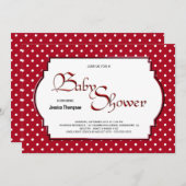 Rode en Witte Stippen Baby Shower Kaart (Voorkant / Achterkant)