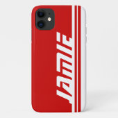 Rode en witte streep, aangepaste naam Case-Mate iPhone case (Achterkant)