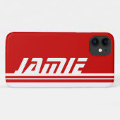 Rode en witte streep, aangepaste naam Case-Mate iPhone case (Achterkant (horizontaal))