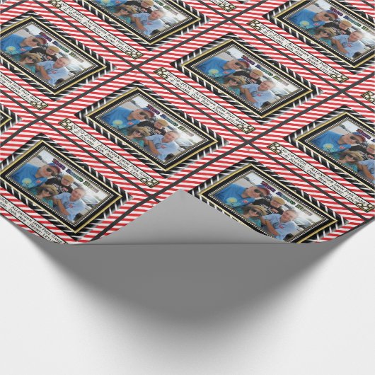Rode en witte streep Foto Lijst (gepersonaliseerd) Cadeaupapier (Hoek)