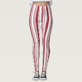 Rode en witte streep kerst Leggings (Voorkant)