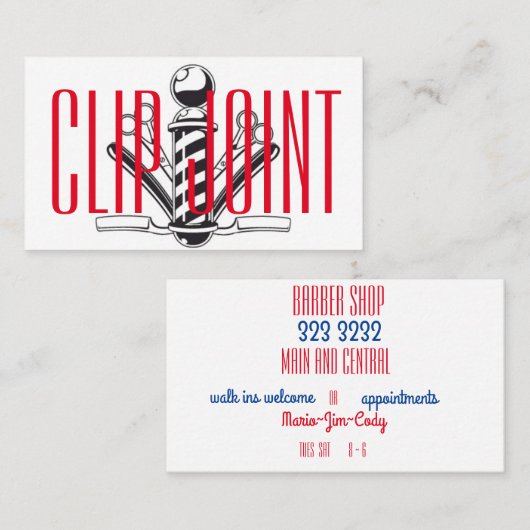 Rode en witte streep met BarberPole, recht Visitekaartje (Voorkant / Achterkant)