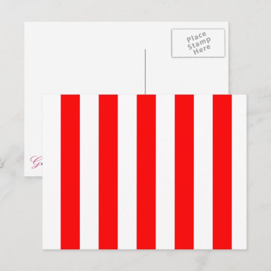 Rode en witte strepen briefkaart (Voorkant / Achterkant)
