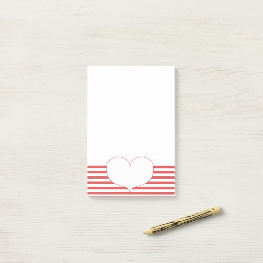 Rode en witte strepen en hart post-it® notes (Op bureau)