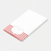 Rode en witte strepen en hart post-it® notes (Schuin)