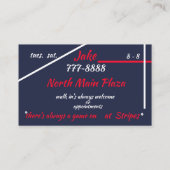 Rode en witte strepen en ook blauwe strepen op Bar Visitekaartje (Achterkant)