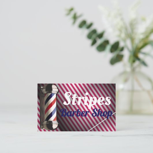 Rode en witte strepen en ook blauwe strepen op Bar Visitekaartje (Staand voorkant)