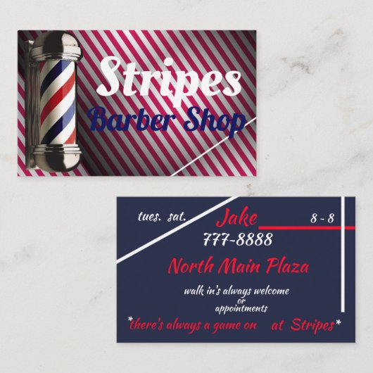 Rode en witte strepen en ook blauwe strepen op Bar Visitekaartje (Voorkant / Achterkant)