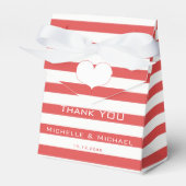 Rode en witte strepen | Gepersonaliseerde bruiloft Bedankdoosjes (Voorkant Zijde)