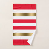 Rode en Witte Strepen Gouden Accenten, Monogram Bad Handdoek (Handdoek)