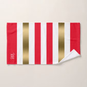 Rode en Witte Strepen Gouden Accenten, Monogram Bad Handdoek (Handdoek)