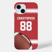 Rode en witte strepen Jersey Net IJzer Football Case-Mate iPhone Case (Achterkant)