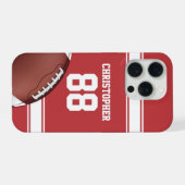 Rode en witte strepen Jersey Net IJzer Football iPhone Hoesje (Achterkant horizontaal)