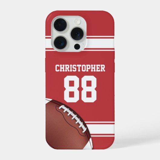 Rode en witte strepen Jersey Net IJzer Football iPhone Hoesje (Achterkant)