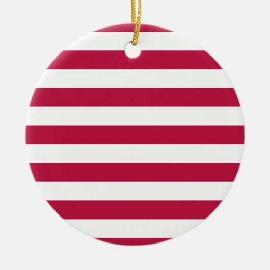 Rode en witte strepen keramisch ornament (Voorkant)