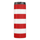 Rode en witte strepen met Jouw naam Thermosbeker (Achterkant)