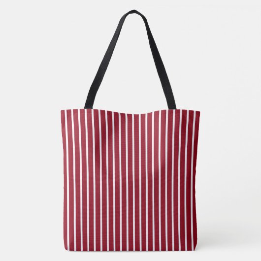 Rode en witte strepen met marineblauw op maat tote bag (Achterkant)