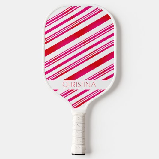 Rode en witte strepen Moderne Elegant Custom Name Pickleball Paddle (Achterkant)