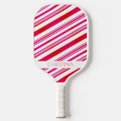 Rode en witte strepen Moderne Elegant Custom Name Pickleball Paddle (Voorkant)