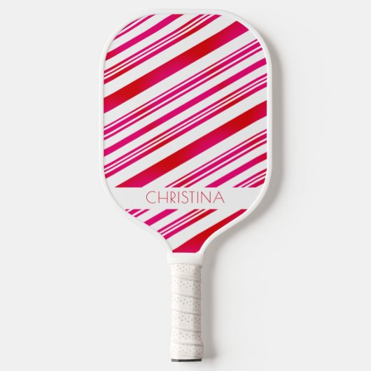 Rode en witte strepen Moderne Elegant Custom Name Pickleball Paddle (Voorkant)