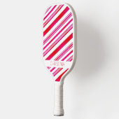 Rode en witte strepen Moderne Elegant Custom Name Pickleball Paddle (Links)