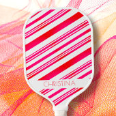 Rode en witte strepen Moderne Elegant Custom Name Pickleball Paddle