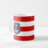 Rode en witte strepen — Nautisch anker Koffiemok (Voorkant links)