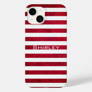Rode en witte strepen op textiel van textiel door  Case-Mate iPhone 14 hoesje