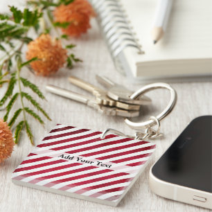 Rode en witte strepen op textiel van textiel door sleutelhanger