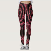 Rode en witte strepen op zwart ontwerp leggings (Voorkant)